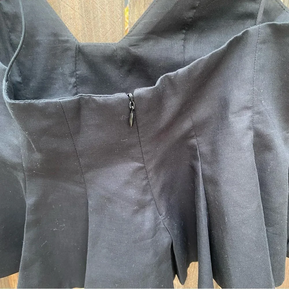 ZARA PLEATED POPLIN Black Spaghetti Strap Top size XS
